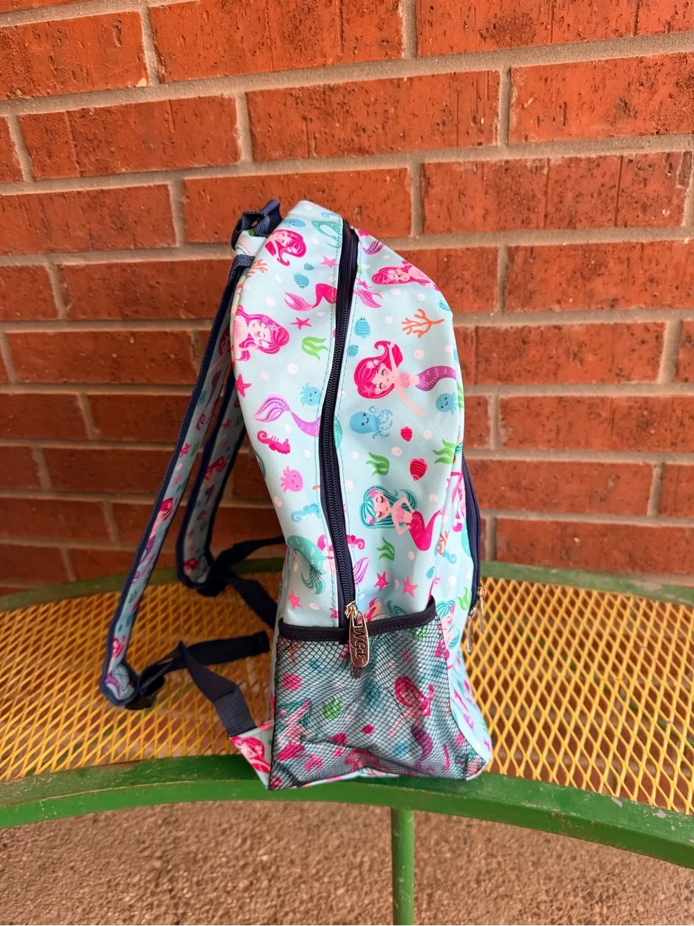 NWT Girls Baby Blue and Pink Mermaid Print School Backpack, under the sea bag